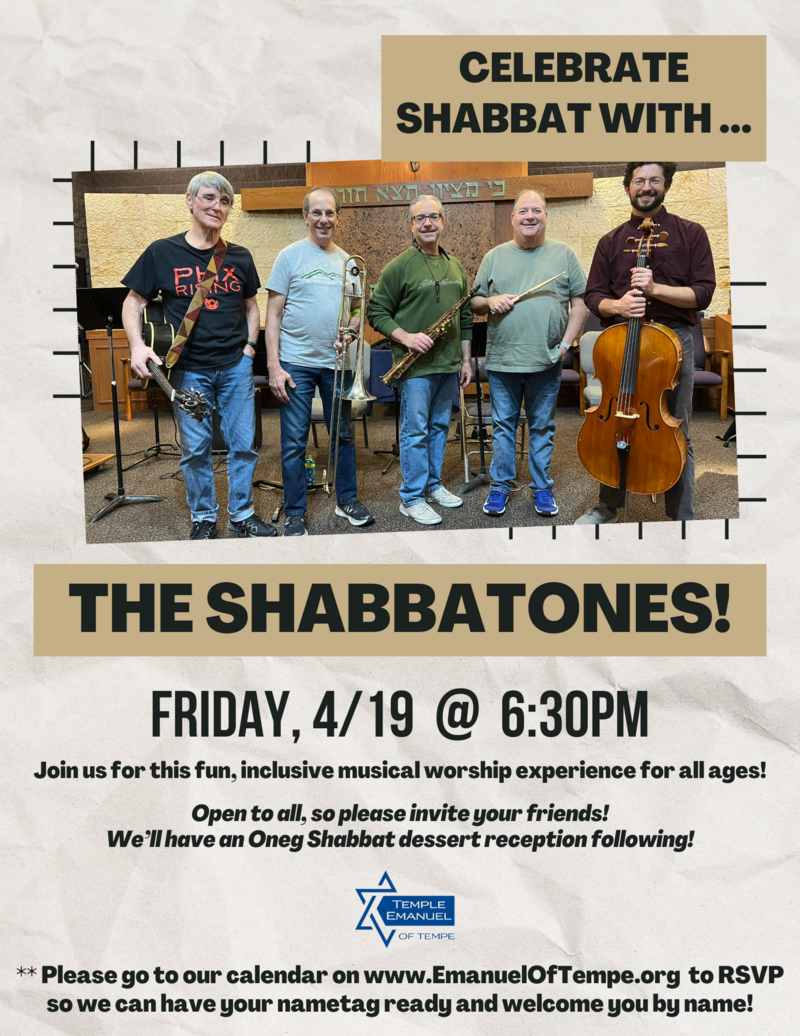 Banner Image for Erev Shabbat with Rabbi Cookie Lea Olshein and the ShabbaTones Band
