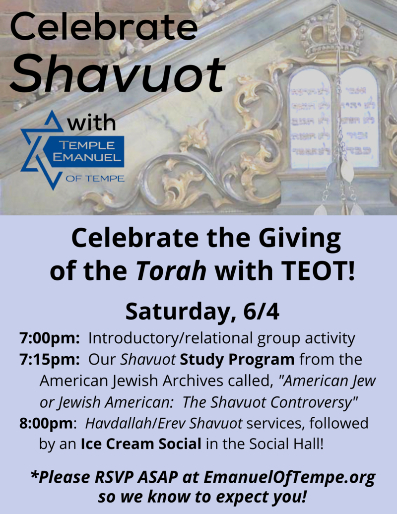 Banner Image for Erev Shavuot Program, Havdallah and Shavuot Service 