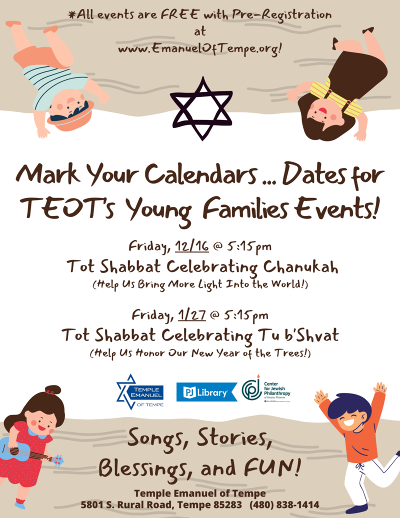 Banner Image for TOT Shabbat Celebrating Chanukah!  A TEOT 2022 Connecting Young Families Program