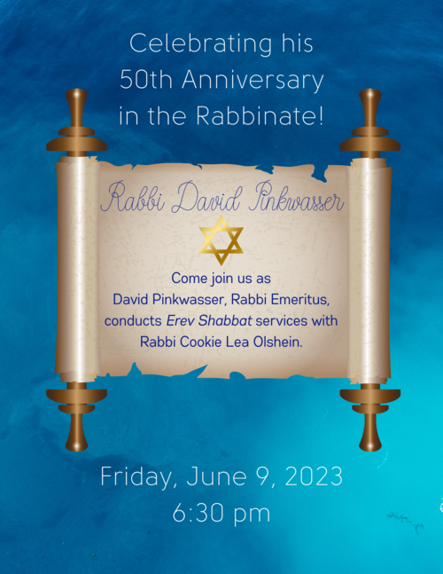 Banner Image for Erev Shabbat with Rabbi David Pinkwasser and Rabbi Cookie Lea Olshein